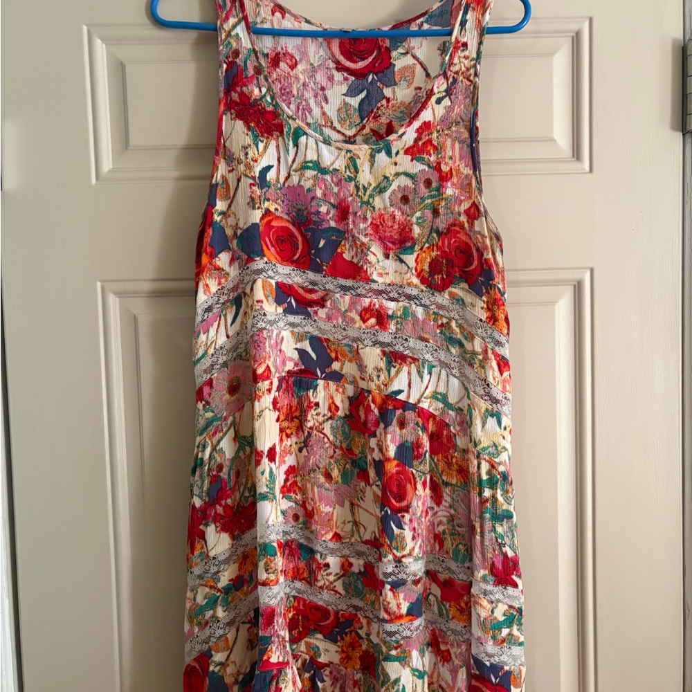 JODIFL Floral Tank Dress in Red, Pink, Blue and Green